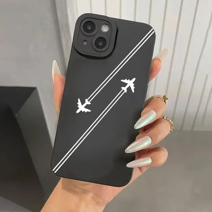 Premium Airplane Pattern Phone Case For iPhone 17 16 15 Pro Max Cases iPhone 14 13 12 11 16 Plus 16E 17 Air Soft Silicone Cover