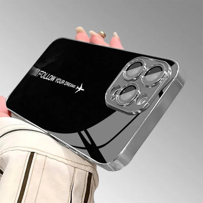 Travel-inspired Airplane Route Glass Electroplated Phone Case