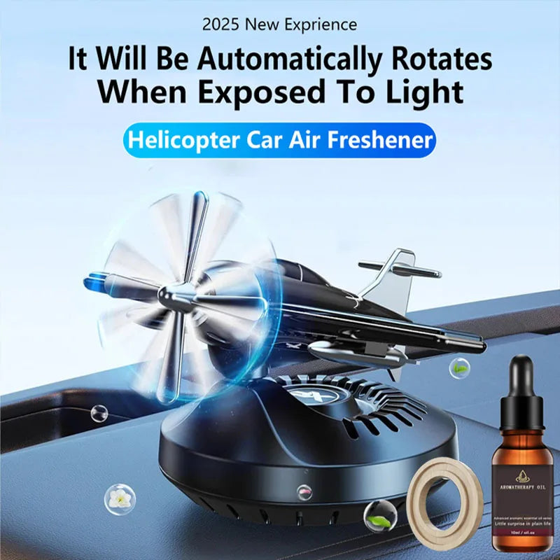 Car Indoor Air Freshener Helicopter Aromatherapy Perfume Solar Aircraft 360 Degree Rotating