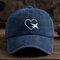 Fashionable unisex baseball cap with fun heart-shaped airplane print
