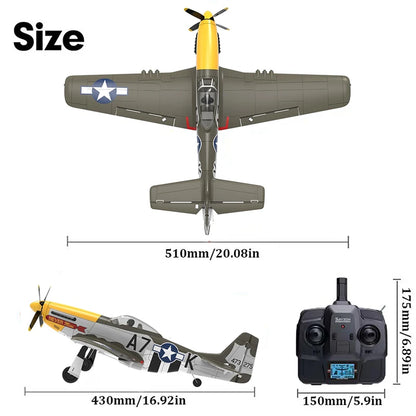 RC Plane 5CH 3D/6G Fixed-wing RC Airplane 2.4GHz P51D Mustang RTF for Adults Beginners Easy to Fly