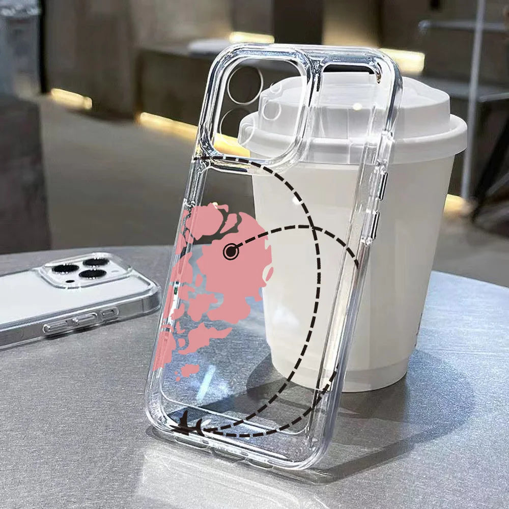 Silicone Airplane Route Painted Phone Case For iPhone