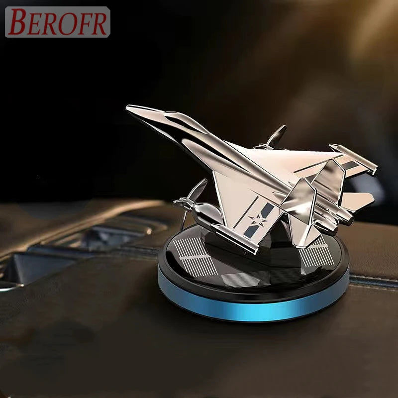 Car Air Freshener Fighter Aeroplane Perfume Solar Power Plane Diffuser Aluminium Airplane Fragrance Aircraft Dashboard Parfum