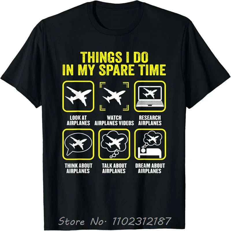 High Quality Graphic T-shirt Airplanes Aviation T Shirt Cotton