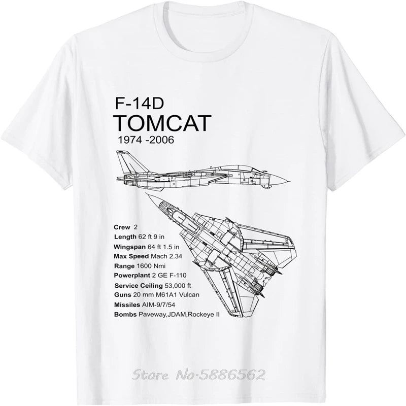 F-14 Tomcat F14 Aircraft Airplane Blueprint Schematic Men T-Shirt Oversized Unisex T Shirt Cotton