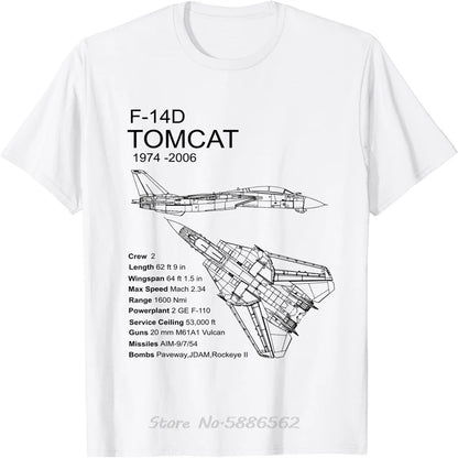 F-14 Tomcat F14 Aircraft Airplane Blueprint Schematic Men T-Shirt Oversized Unisex T Shirt Cotton