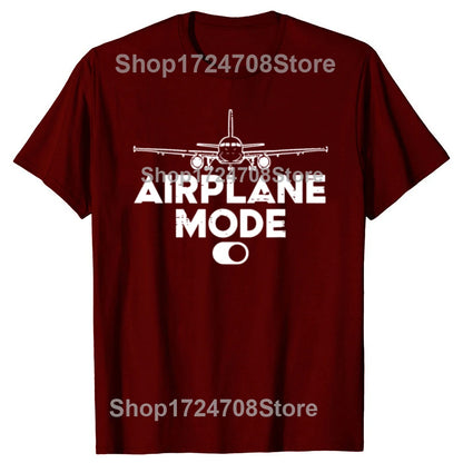 Airplane Mode On Aviation Aviator T-shirts Men Women's Fashion Casual Tshirt 100% Cotton