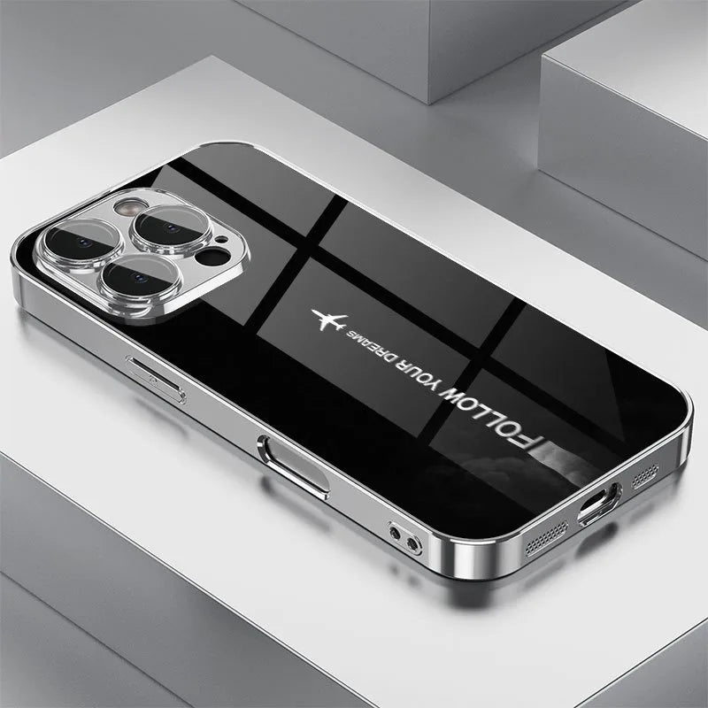 Travel-inspired Airplane Route Glass Electroplated Phone Case