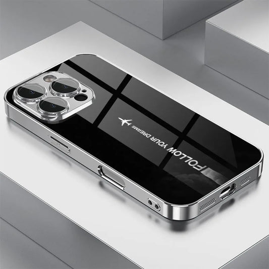 Travel-inspired Airplane Route Glass Electroplated Phone Case