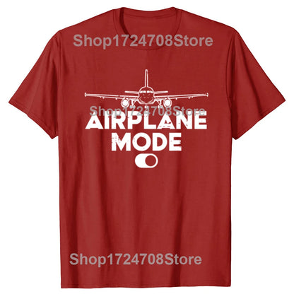 Airplane Mode On Aviation Aviator T-shirts Men Women's Fashion Casual Tshirt 100% Cotton