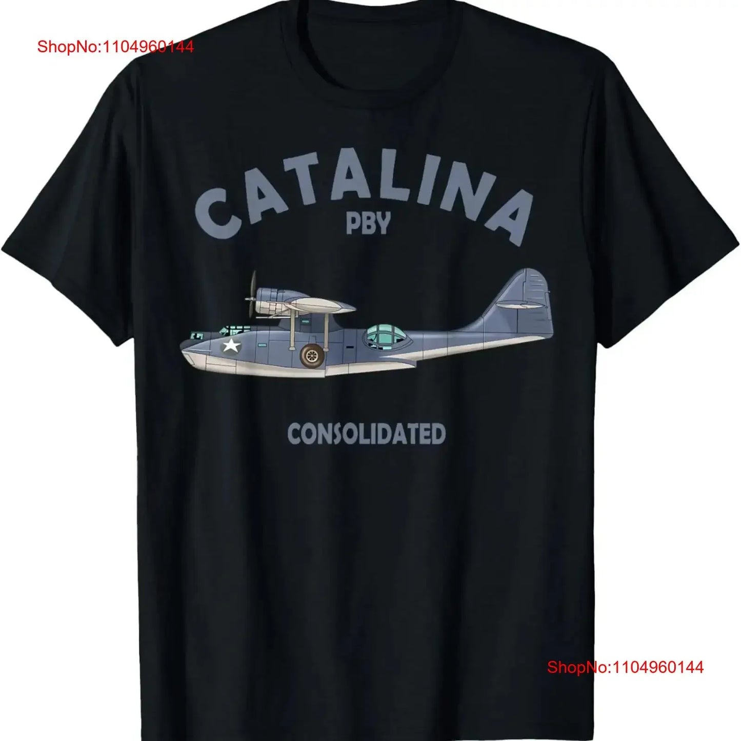 PBY Catalina Flying Boat Seaplane Airplane American WW2 T Shirt  vintage Washed Unisex Breathable Soft Casual fashion Slightly
