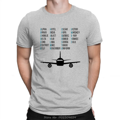 Phonetic Alphabet T-shirt Airplane Pilot Gift Aviation Lover Tshirt Cotton O-neck Unisex Tops Tees Men