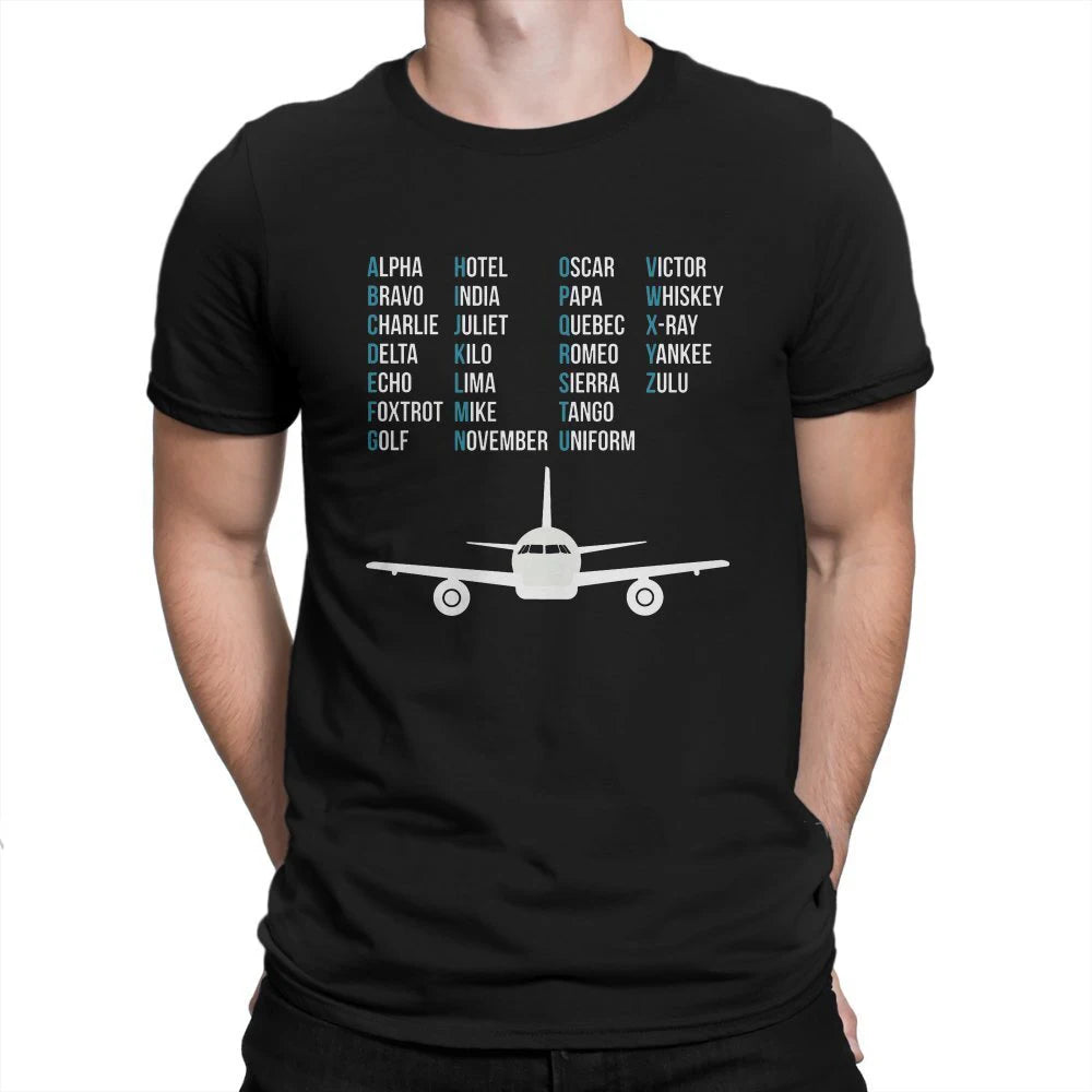 Phonetic Alphabet T-shirt Airplane Pilot Gift Aviation Lover Tshirt Cotton O-neck Unisex Tops Tees Men