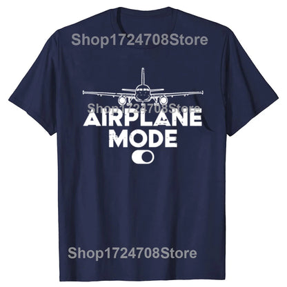 Airplane Mode On Aviation Aviator T-shirts Men Women's Fashion Casual Tshirt 100% Cotton