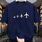 Men Cotton Crew Neck T-Shirt with Airplane Evolution Print Casual Sporty All-Season Short Sleeve