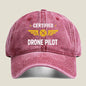 Drone Pilot Aviation - Themed Certification Badge Art Washed Baseball Cap