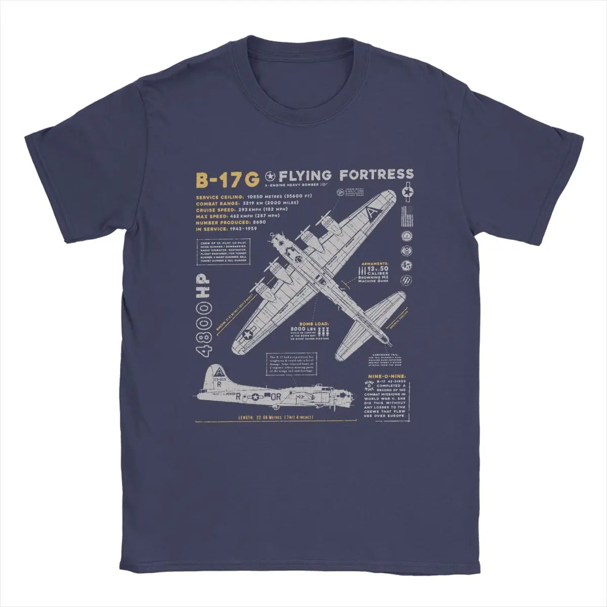 Men's T-Shirts B-17 Flying Fortress Humor Cotton Tees Fighter Plane WW2 War Pilot Aircraft Airplane T Shirt Tops 4XL 5XL 6XL