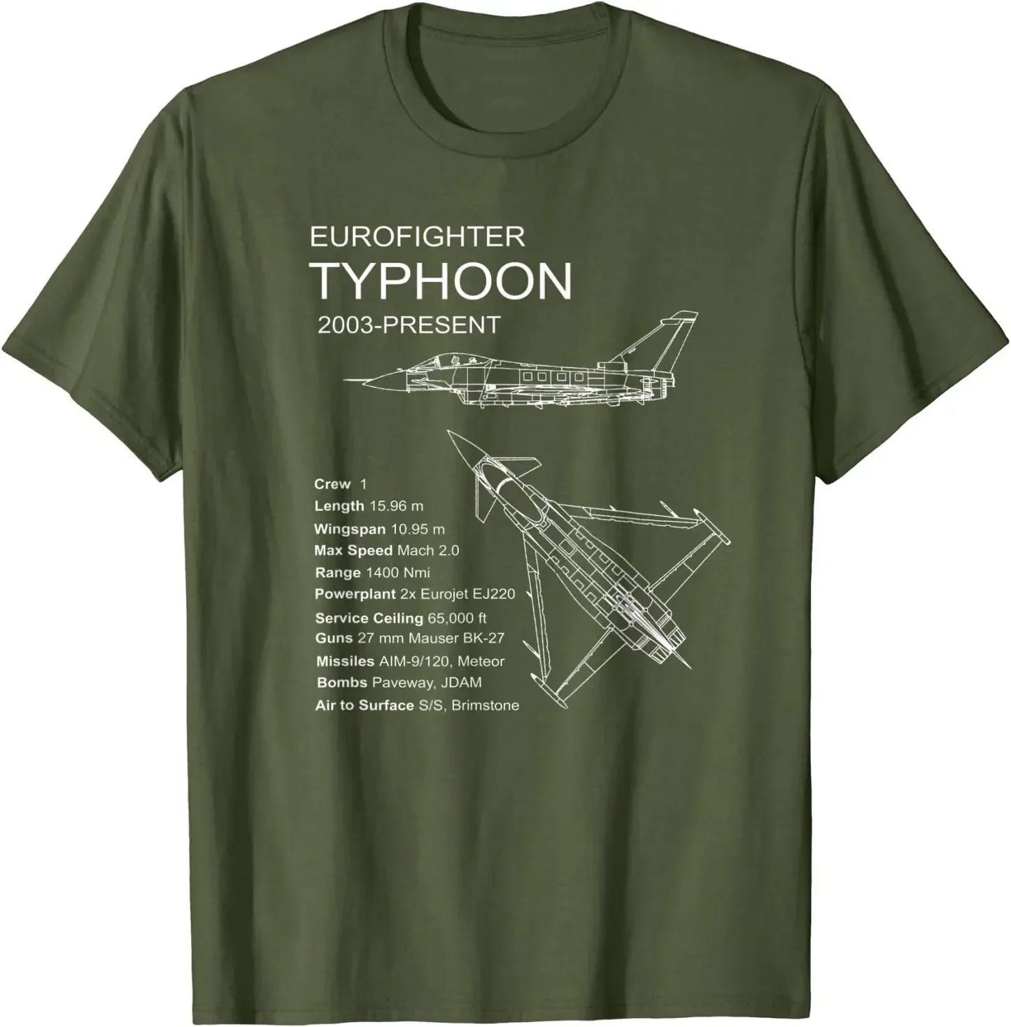 Eurofighter Typhoon Jet Aeroplane Airplane Men T-Shirt Short Sleeve Casual Cotton O-Neck