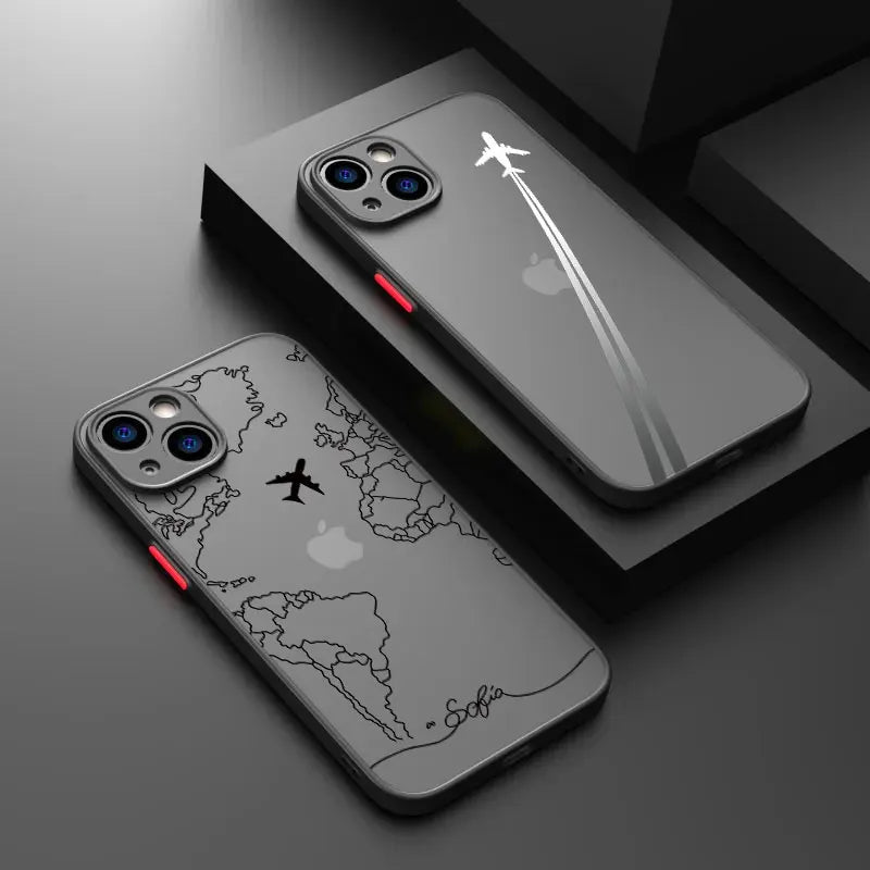 Travel-Inspired Airplane Route Design Phone Case For iPhone 16 15 14 13 12 11 Mini Pro Max X XR XSMax 7 8 6 6s Plus Matte Clear