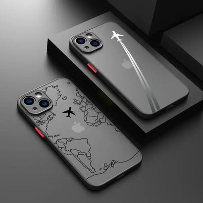 Travel-Inspired Airplane Route Design Phone Case For iPhone 16 15 14 13 12 11 Mini Pro Max X XR XSMax 7 8 6 6s Plus Matte Clear