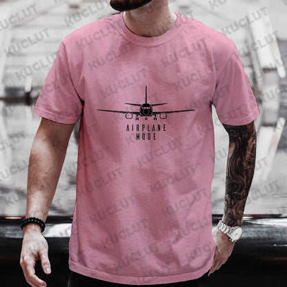 Shirts for Men Airplane Mode Travel T-shirts Short Sleeve Clothing Men's Tops