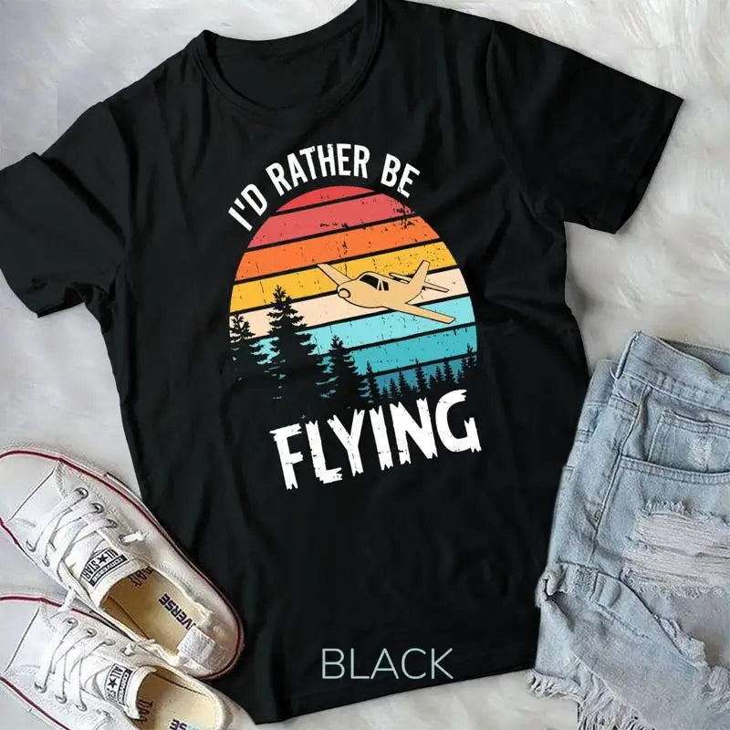 I'd Rather Be Flying Tshirt Aviation Shirt Airplane Pilot T Shirt Unisex T shirt