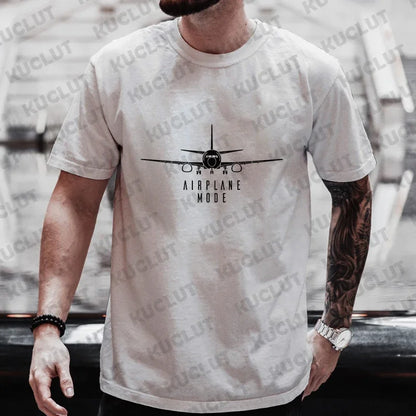 Shirts for Men Airplane Mode Travel T-shirts Short Sleeve Clothing Men's Tops