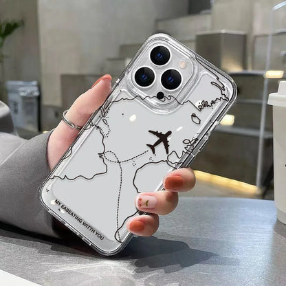 Silicone Airplane Route Painted Phone Case For iPhone