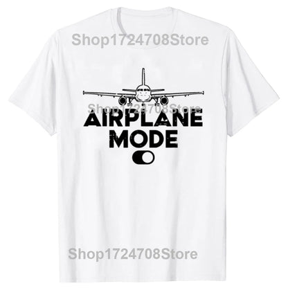 Airplane Mode On Aviation Aviator T-shirts Men Women's Fashion Casual Tshirt 100% Cotton